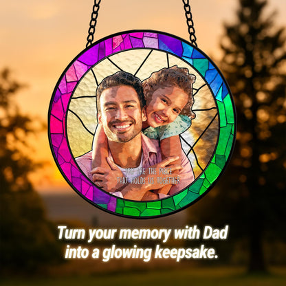 Personalized Fathers Day Glass Suncatcher, Custom Dad Portrait Stained Glass, Dad Birthday Gifts, Dad Glass Suncatcher Window (Sun-145)