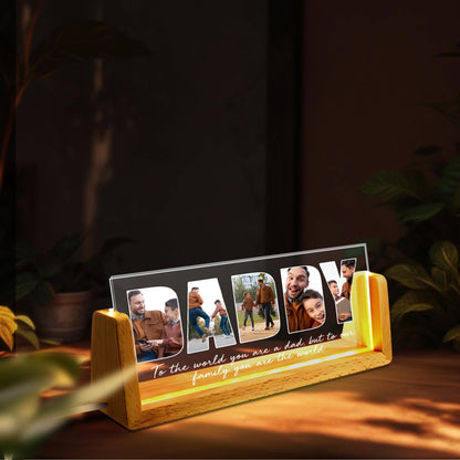Custom Dad Night Light, LED Photo Lamp for Father’s Day, Personalized Keepsake Gift for Dad from Son or Daughter, Great for Birthday Too  (DNL-07)
