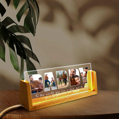 Custom Dad Night Light, LED Photo Lamp for Father’s Day, Personalized Keepsake Gift for Dad from Son or Daughter, Great for Birthday Too  (DNL-07)