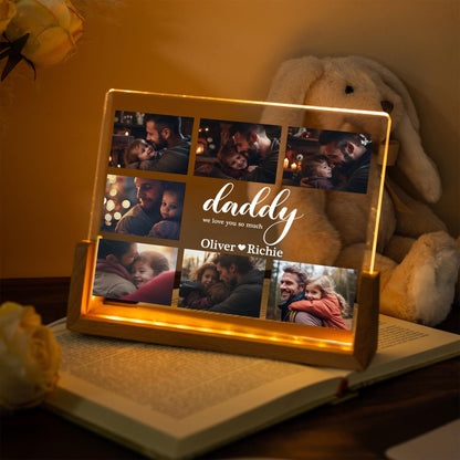 Custom Dad Photo Night Light Plaque, Family Photos with Kids Names Led Light, Fathers Day Gift, Dad Birthday Gift (DNL-35)