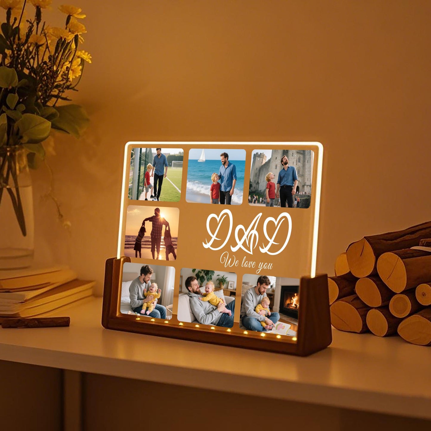 Personalized Photo Dad Night Light, Fathers Day Gifts, Gifts for Husband,Bedroom Night Light,Gift for Dad,Best Dad Ever, Custom Name Light (DNL-37)