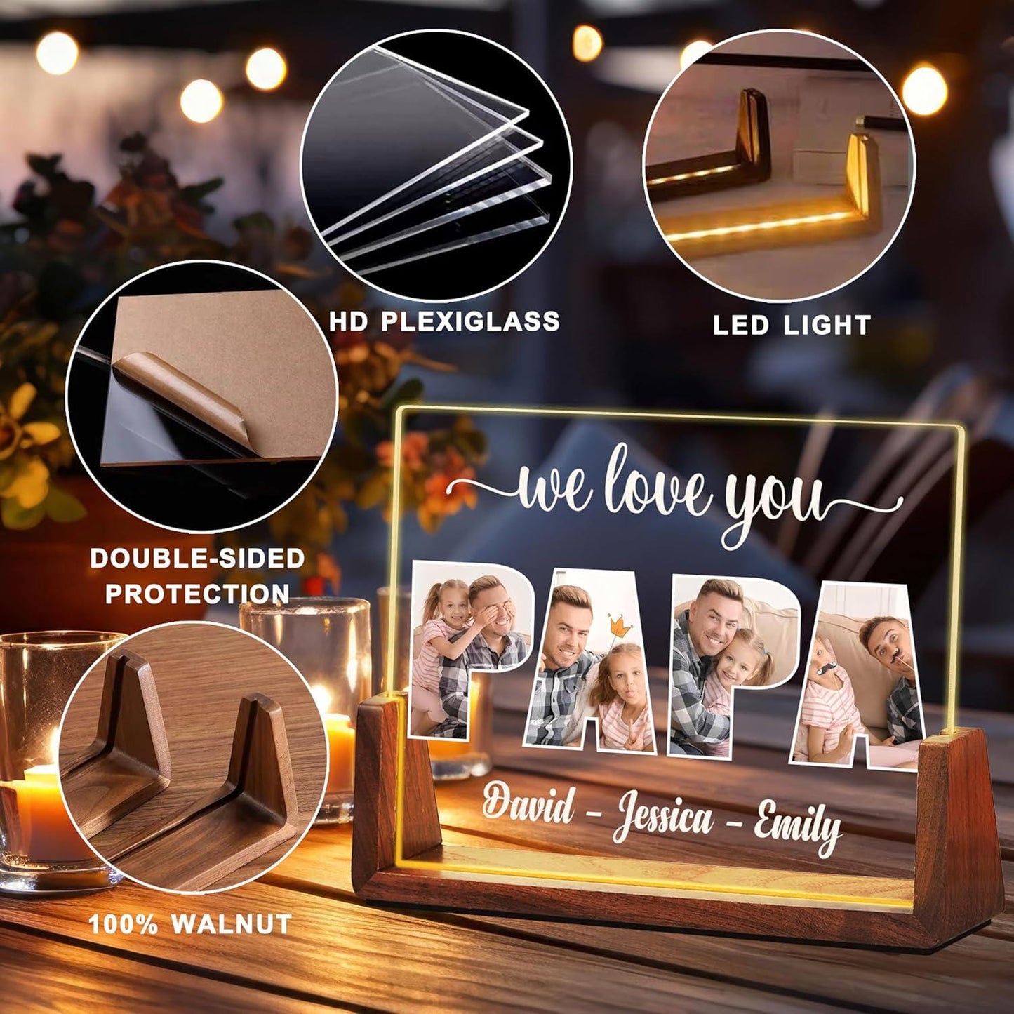 Personalized Dad Night Light, Custom Dad Photo Gift, Father's Day Gift, Gifts for Dad, Best Dad Ever Gifts, Gifts For Husband (DNL-40)