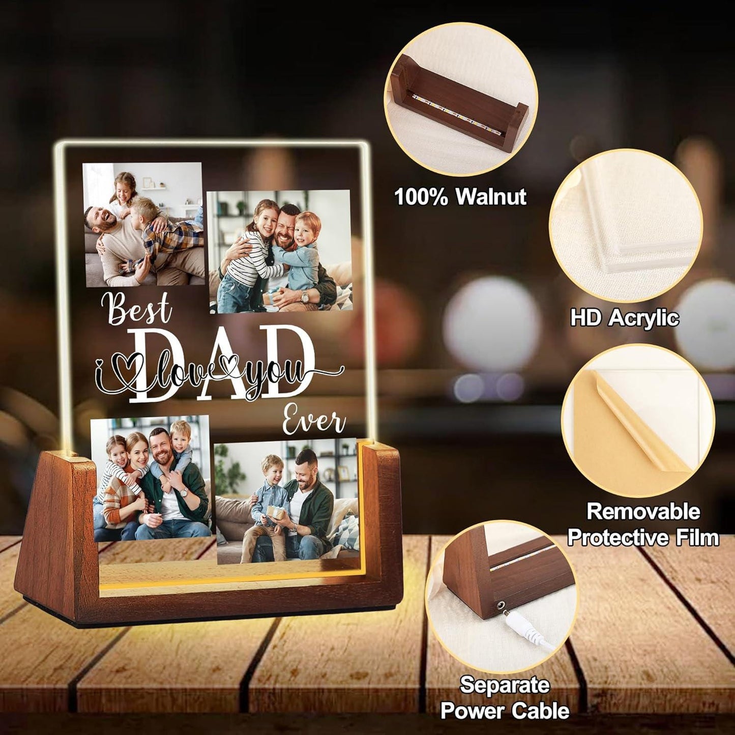 Personalized Dad Night Light, The Best Dad Light Night, Dad With Kids Names, Gift for Dad, Personalized Night Light, Bedroom Night Light (DNL-46)