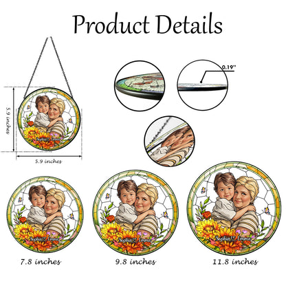 Personalized Mother And Child Portrait Faux - Personalized Stained Glass Suncatcher for Windows (Sun-04)