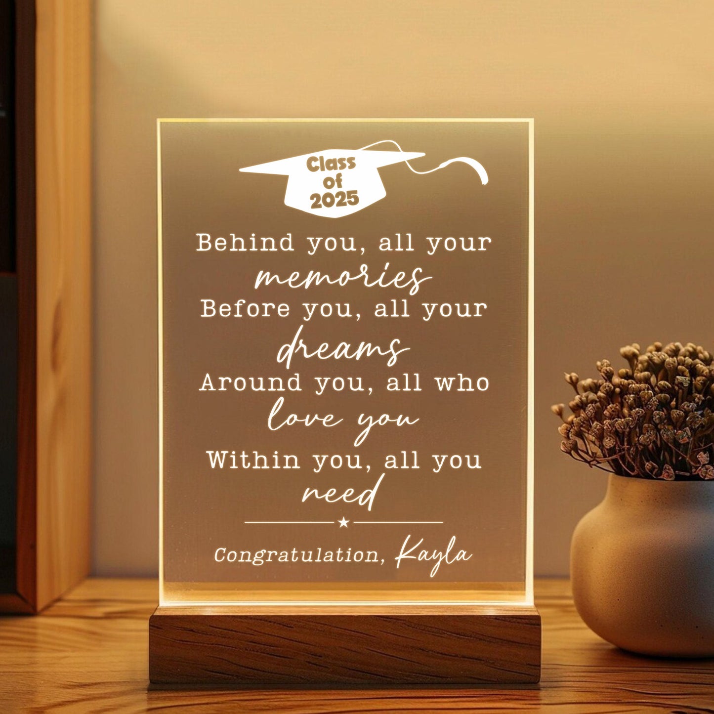 Class of 2025 Personalized Graduation Night Light – Memorable Gift for Graduates Starting a New Journey (GNL-41)