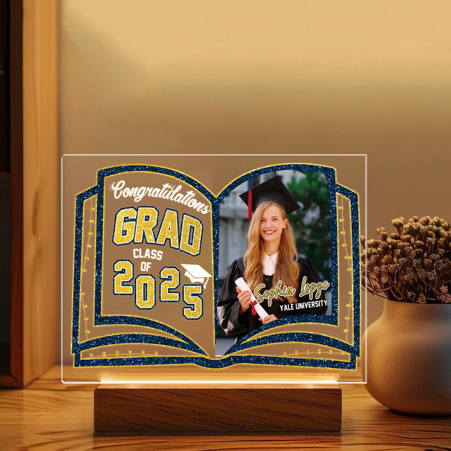 Graduation Night Light - Customizable Photo Lamp, A Unique Personalized Keepsake for the Graduate's Special Moment (GNL-03)