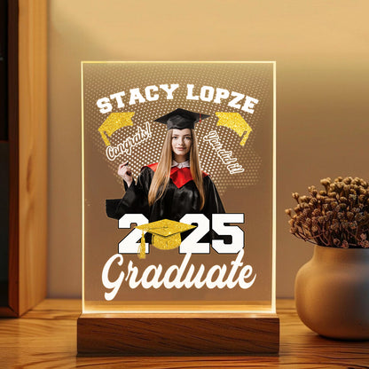 Custom Graduation Night Light With Photo, Personalized Acrylic Plaque Lamp For Graduate, Unique Gift For Daughter, Son, Friend (GNL-45)