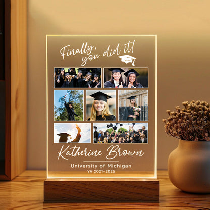 Graduation Night Light Personalized Gift For Him Her, Custom Photo Acrylic Lamp, Graduation Keepsake For Student, Daughter, Son (GNL-44)