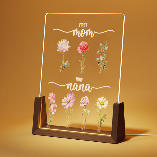 Personalized First Mom Now Grandma Night Light, Birth Flower Night Light, Grandma's Garden, Mom's Garden, Mothers Day Gift, Gift For Mom