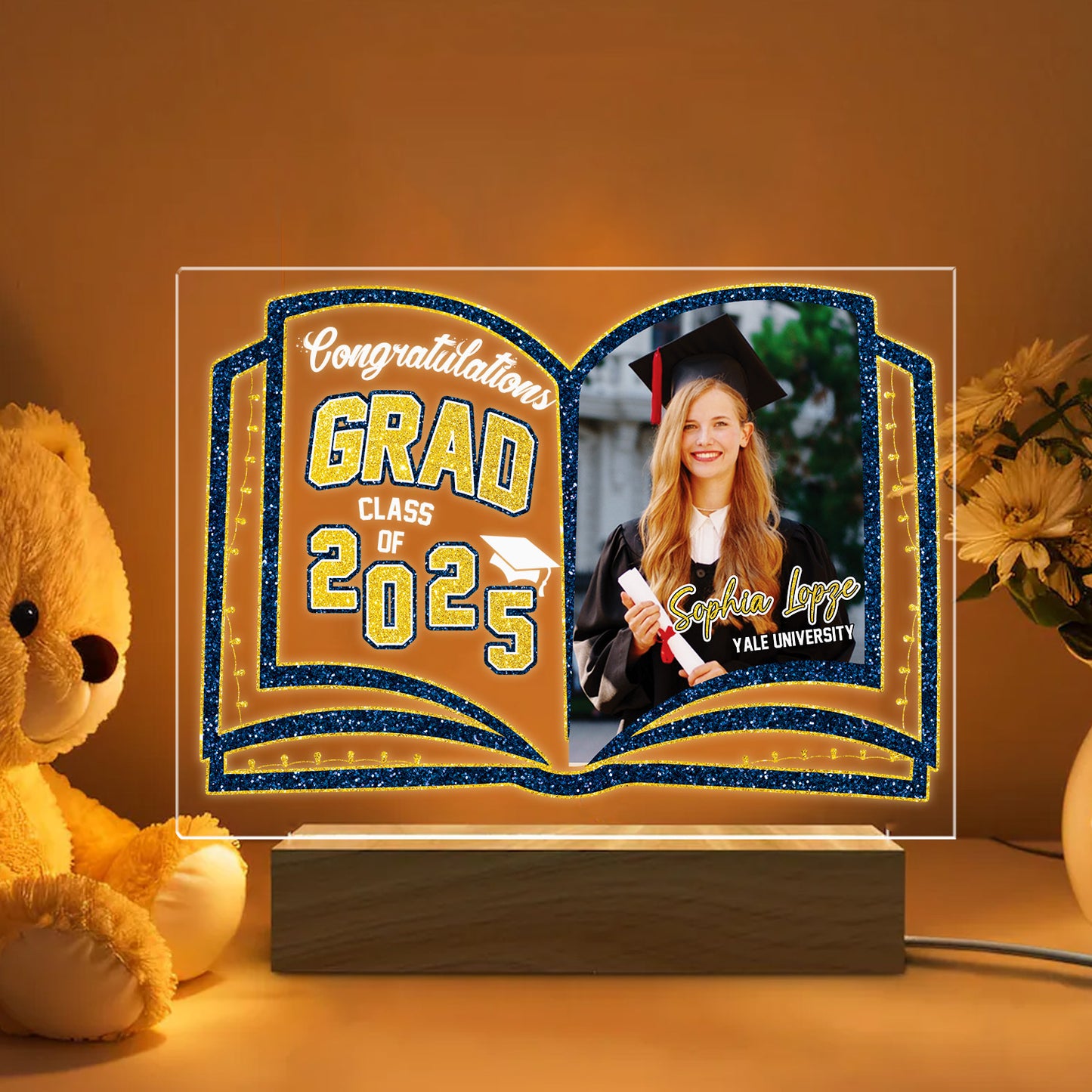 Graduation Night Light - Customizable Photo Lamp, A Unique Personalized Keepsake for the Graduate's Special Moment (GNL-03)
