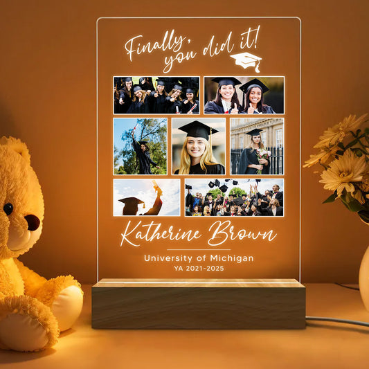 Graduation Night Light Personalized Gift For Him Her, Custom Photo Acrylic Lamp, Graduation Keepsake For Student, Daughter, Son (GNL-44)