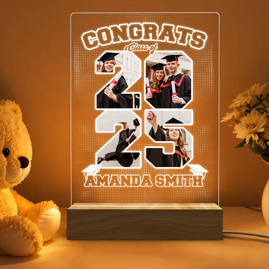 Custom Graduation Night Light – Personalized Picture Frame Lamp, Graduation Gift For Student, Boyfriend, Girlfriend, Best Friend (GNL-48)
