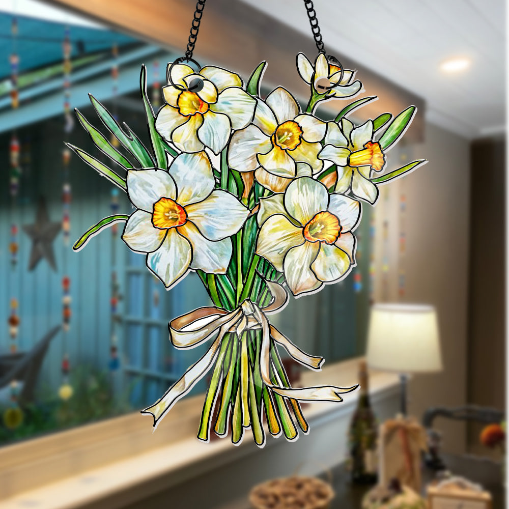 Personalized Grandma's Garden Gift For Grandma, Birth Month Flower Acrylic Window Hanging Suncatcher, Mother's Day Gift For Grandma (H-Sun-05)
