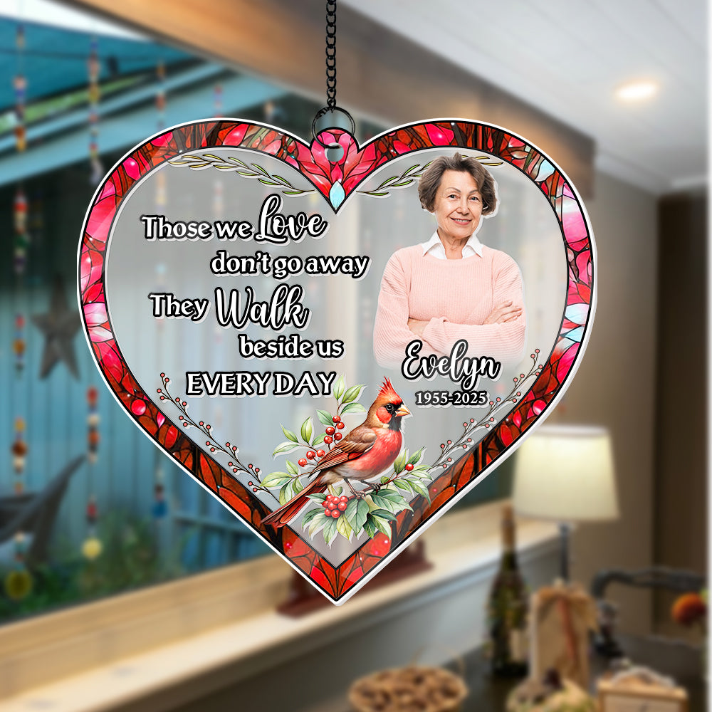 In Loving Memory Personalized Hanging Suncatcher, Custom Photo and Cardinal Ornament, Sympathy Gift Idea  (H-Sun-14)