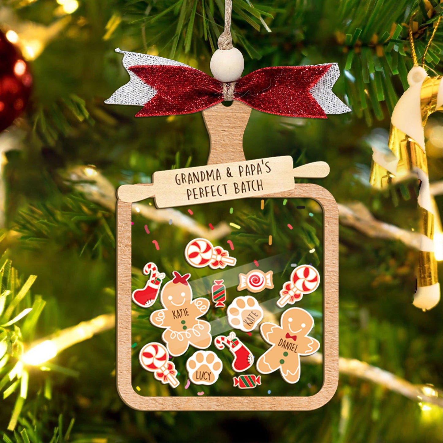 Personalized Gingerbread Grandparent Shaker Ornament 2024, Grandma & Grandpa's Perfect Batch, Gingerbread Ornaments with Names Shake Ornament