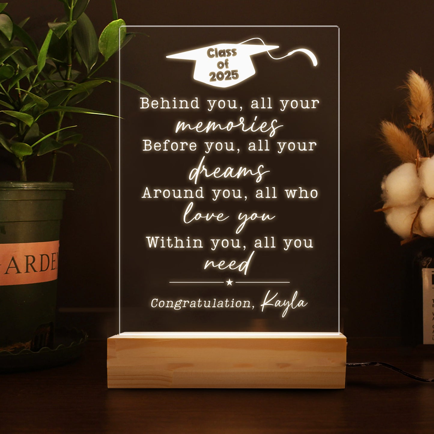Class of 2025 Personalized Graduation Night Light – Memorable Gift for Graduates Starting a New Journey (GNL-41)