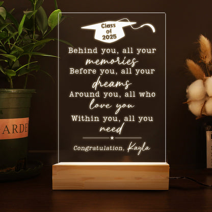 Class of 2025 Personalized Graduation Night Light – Memorable Gift for Graduates Starting a New Journey (GNL-41)