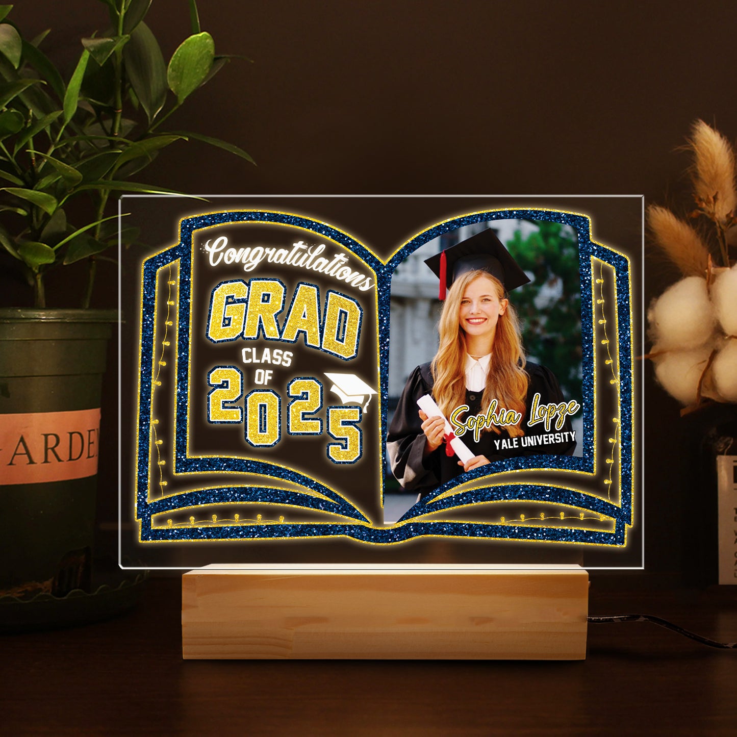 Graduation Night Light - Customizable Photo Lamp, A Unique Personalized Keepsake for the Graduate's Special Moment (GNL-03)