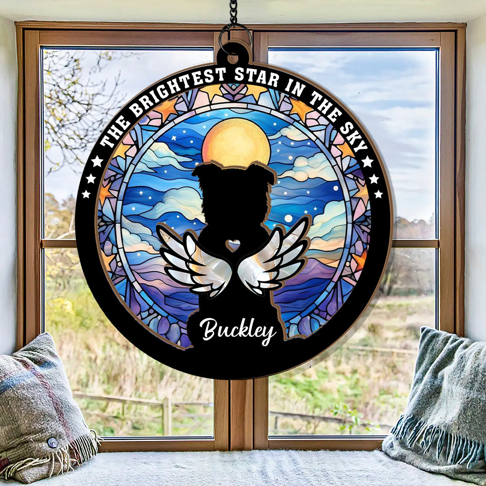 Personalized Pet Memorial Hanging Suncatcher, Pet Loss Sympathy Gift, Custom Dog Loss Memorial, Loss of Pet Gift, Pet Remembrance Ornament (H-Sun-15)