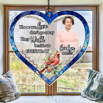 In Loving Memory Personalized Hanging Suncatcher, Custom Photo and Cardinal Ornament, Sympathy Gift Idea  (H-Sun-14)