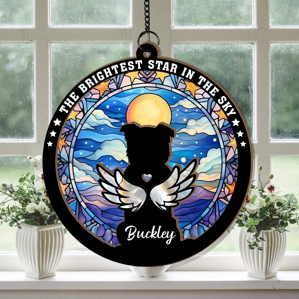 Personalized Pet Memorial Hanging Suncatcher, Pet Loss Sympathy Gift, Custom Dog Loss Memorial, Loss of Pet Gift, Pet Remembrance Ornament (H-Sun-15)