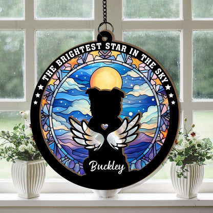 Personalized Pet Memorial Hanging Suncatcher, Pet Loss Sympathy Gift, Custom Dog Loss Memorial, Loss of Pet Gift, Pet Remembrance Ornament (H-Sun-15)