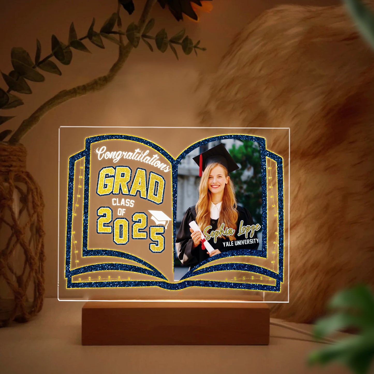 Graduation Night Light - Customizable Photo Lamp, A Unique Personalized Keepsake for the Graduate's Special Moment (GNL-03)