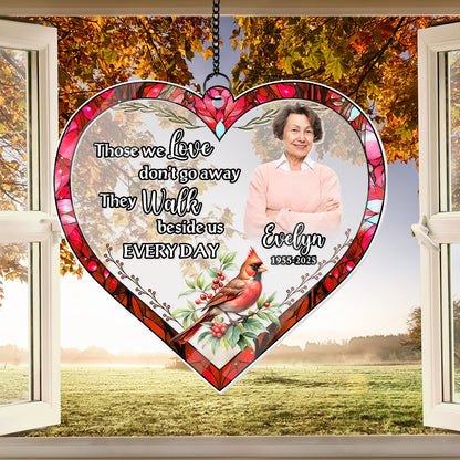 In Loving Memory Personalized Hanging Suncatcher, Custom Photo and Cardinal Ornament, Sympathy Gift Idea  (H-Sun-14)