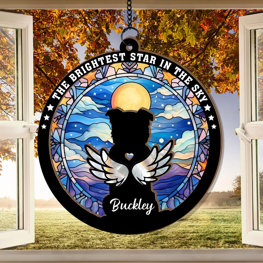 Personalized Pet Memorial Hanging Suncatcher, Pet Loss Sympathy Gift, Custom Dog Loss Memorial, Loss of Pet Gift, Pet Remembrance Ornament (H-Sun-15)