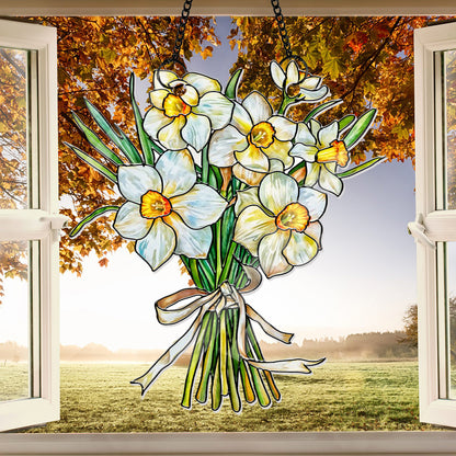 Personalized Grandma's Garden Gift For Grandma, Birth Month Flower Acrylic Window Hanging Suncatcher, Mother's Day Gift For Grandma (H-Sun-05)