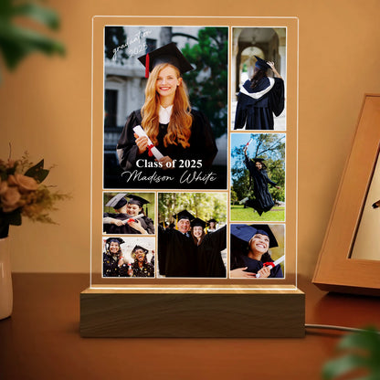 Personalized Graduation Night Light For High School, College, Custom Photo Frame Lamp For Son, Daughter, Friend, Senior Gift (GNL-46)