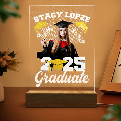 Custom Graduation Night Light With Photo, Personalized Acrylic Plaque Lamp For Graduate, Unique Gift For Daughter, Son, Friend (GNL-45)