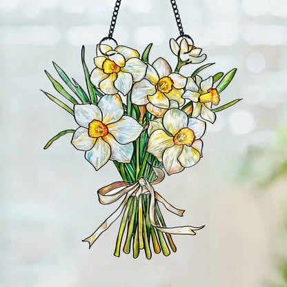 Personalized Grandma's Garden Gift For Grandma, Birth Month Flower Acrylic Window Hanging Suncatcher, Mother's Day Gift For Grandma (H-Sun-05)