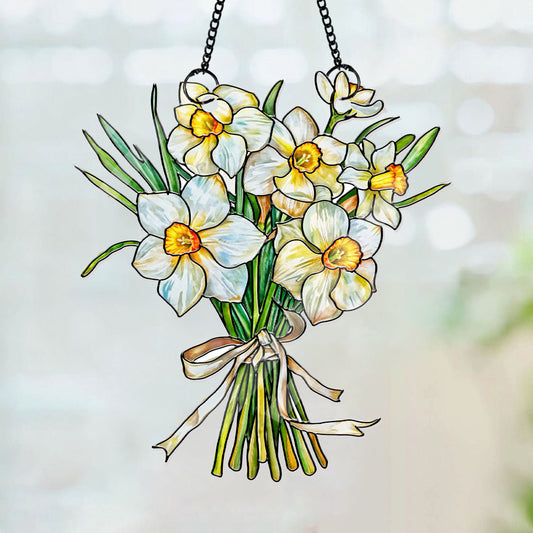 Personalized Grandma's Garden Gift For Grandma, Birth Month Flower Acrylic Window Hanging Suncatcher, Mother's Day Gift For Grandma (H-Sun-05)