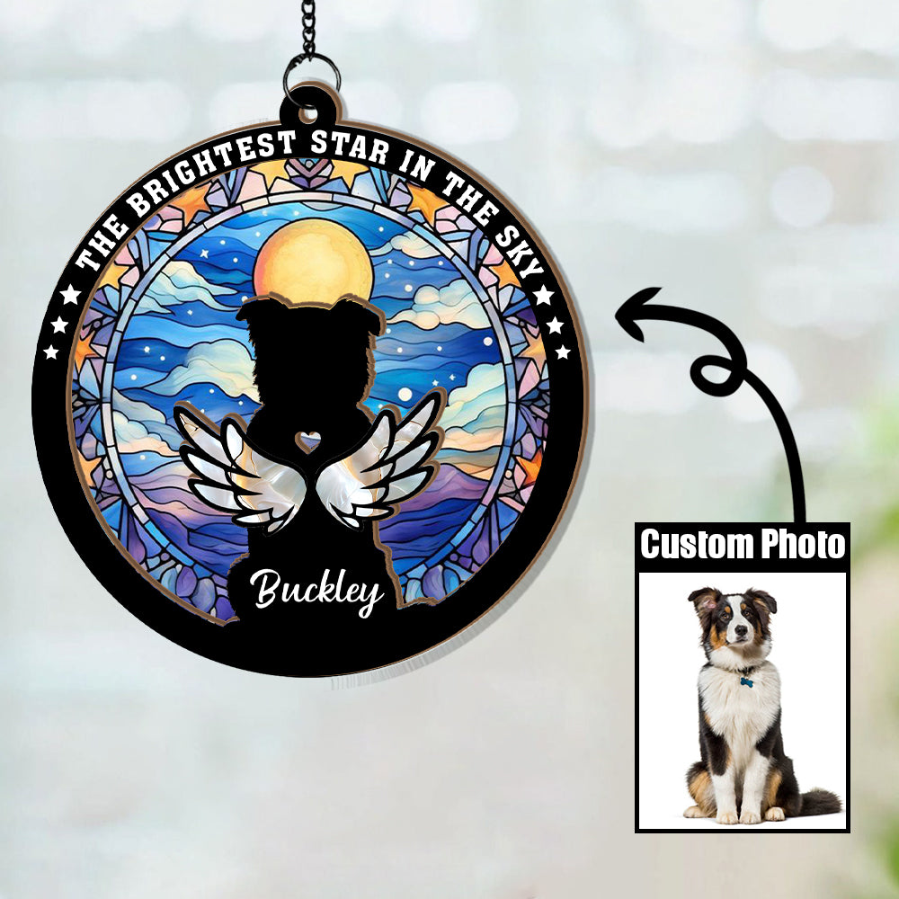 Personalized Pet Memorial Hanging Suncatcher, Pet Loss Sympathy Gift, Custom Dog Loss Memorial, Loss of Pet Gift, Pet Remembrance Ornament (H-Sun-15)