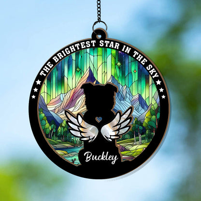 Personalized Pet Memorial Hanging Suncatcher, Pet Loss Sympathy Gift, Custom Dog Loss Memorial, Loss of Pet Gift, Pet Remembrance Ornament (H-Sun-15)