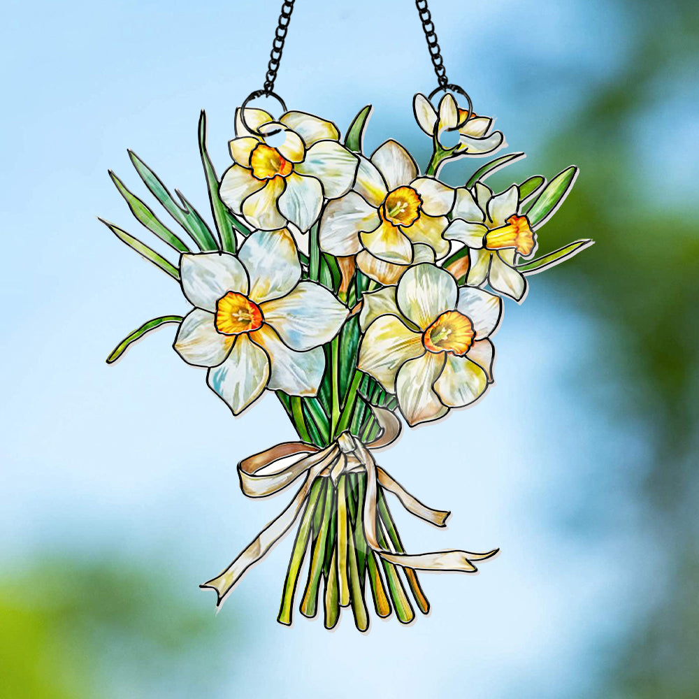 Personalized Grandma's Garden Gift For Grandma, Birth Month Flower Acrylic Window Hanging Suncatcher, Mother's Day Gift For Grandma (H-Sun-05)