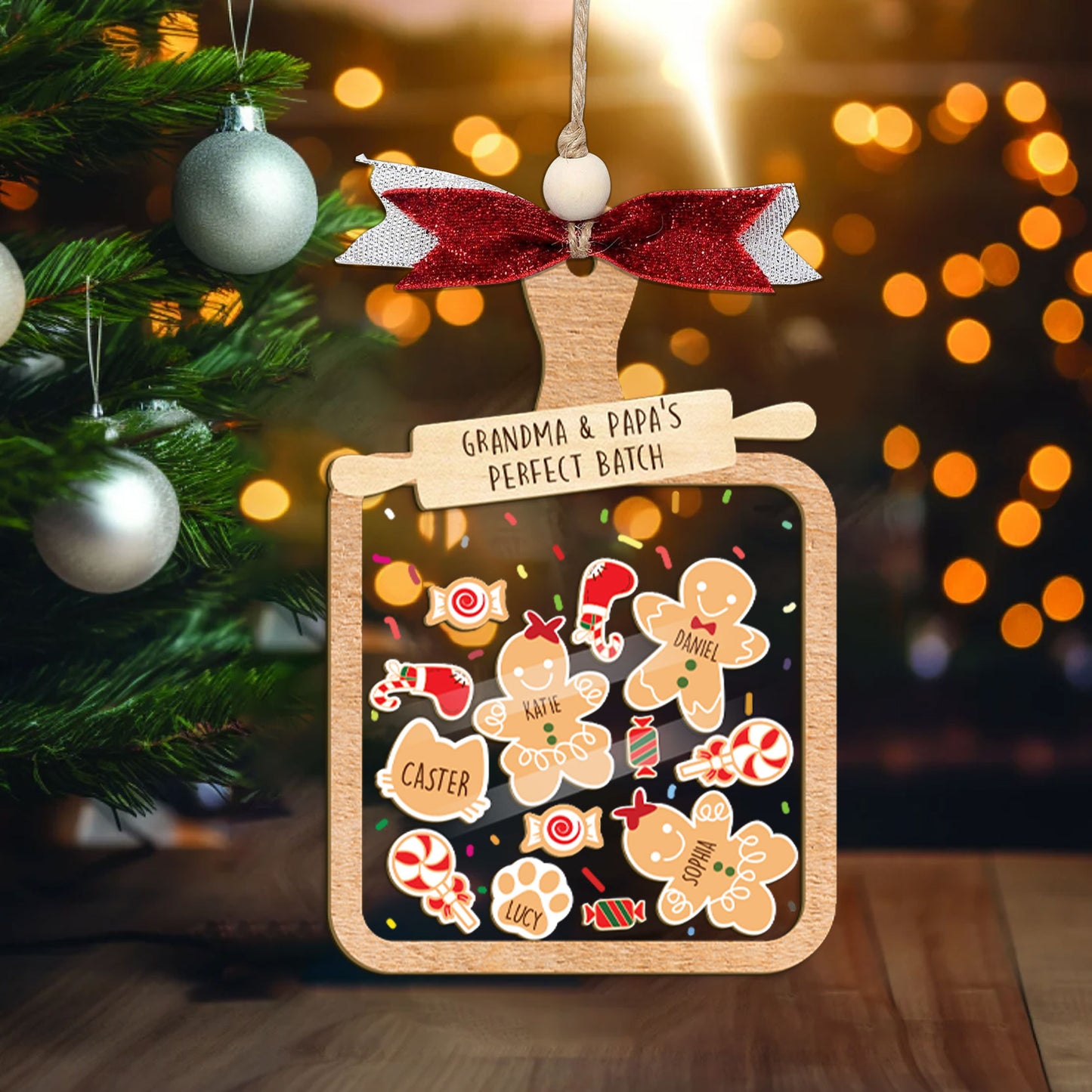 Personalized Gingerbread Grandparent Shaker Ornament 2024, Grandma & Grandpa's Perfect Batch, Gingerbread Ornaments with Names Shake Ornament