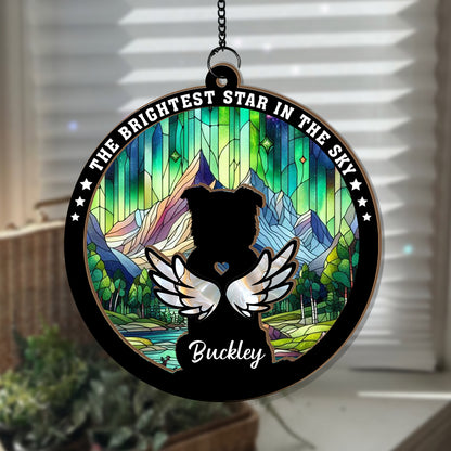 Personalized Pet Memorial Hanging Suncatcher, Pet Loss Sympathy Gift, Custom Dog Loss Memorial, Loss of Pet Gift, Pet Remembrance Ornament (H-Sun-15)