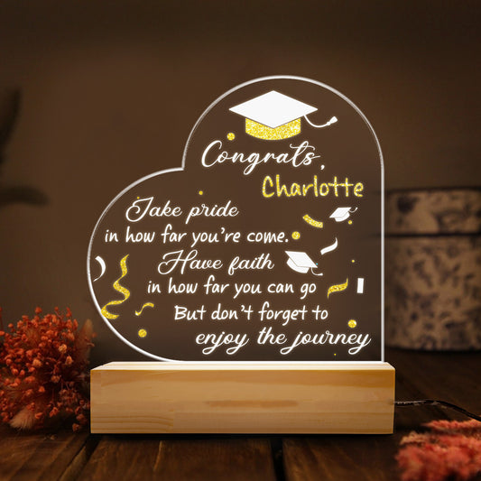 Floral Graduation Hat, Graduation Night Light, Personalized Graduate Gift, Heart Scroll Design, Bedroom Decor, Custom Night Lamp (GNL-42)