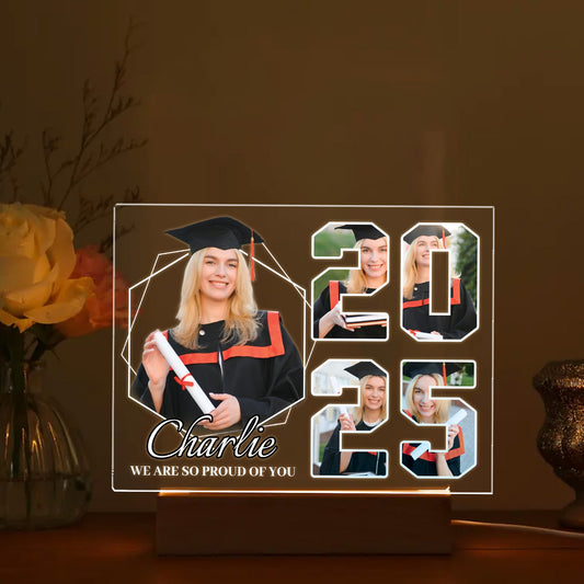 Personalized Graduation Night Light - Custom LED Lamp for Graduates, Unique Room Decor, Perfect Gift for Graduation Day,  Graduation Keepsake (GNL-40)