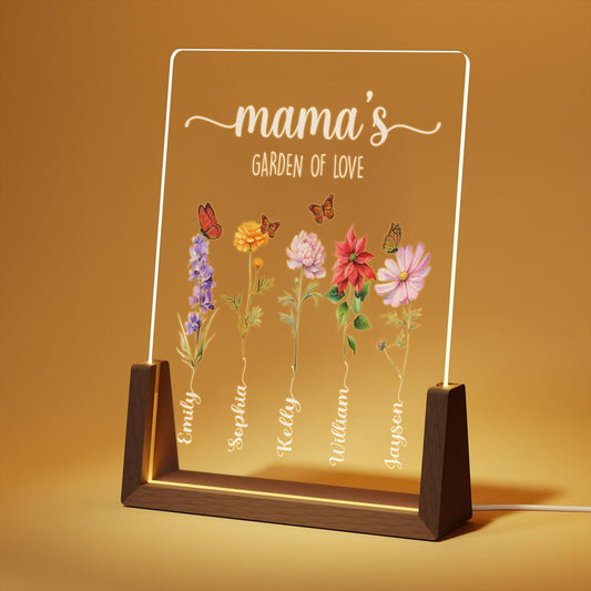 Personalized Mom Dad Birth Flower Night Light, Gift for Mom, Custom Mothers Day Gift, Father Night Lamp, Dad Birthday Gift, Gift For Mommy