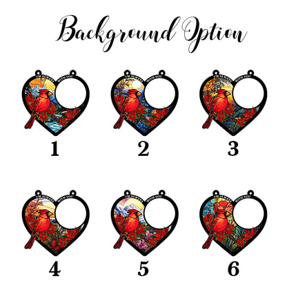 Personalized Photo Memorial Suncatcher Ornament, Custom Photo, Cardinal Suncatcher, In Loving Memory of a Loved One, Sympathy Gift, Cardinal Lovers (H-Sun-12)