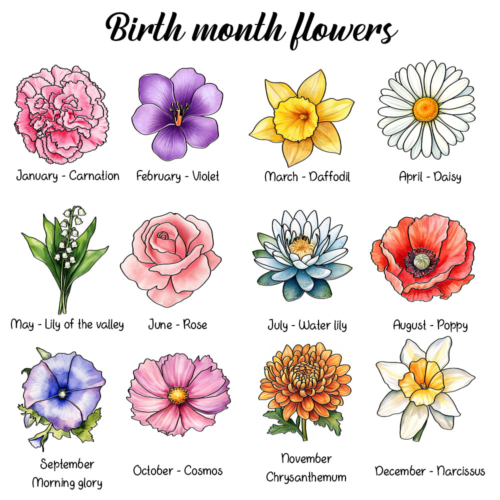 Handcrafted Acrylic Hanging Suncatcher – 12 Birth Flowers to Match Each Month, Ideal Mother's Day or Birthday Gift (H-Sun-03)