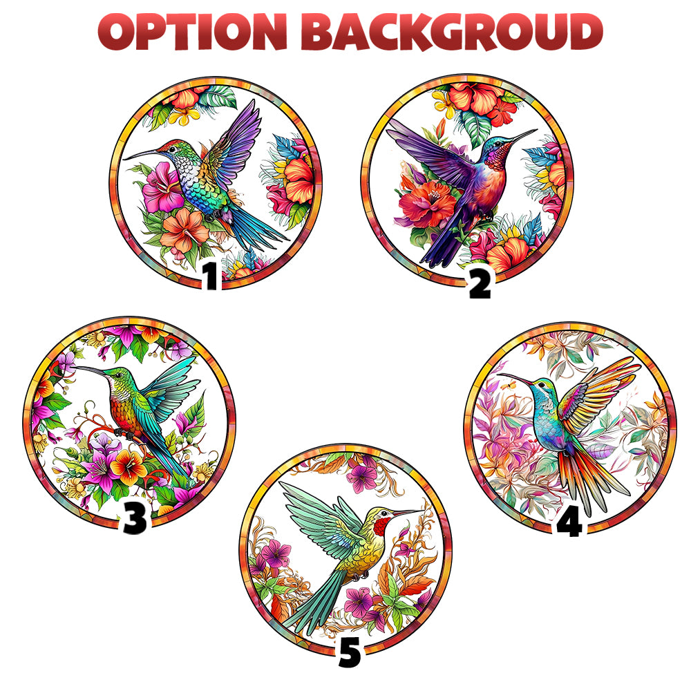 Stunning Personalized Hummingbird Stained Glass Suncatcher – A Colorful Window Accent for Nature Enthusiasts (Sun-31)