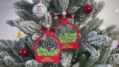 Personalized Shaker Ornament with Grinchmas Family, Custom Family Ornament 2024, 4D Shake Ornament, Merry Grinchmas Ornament!