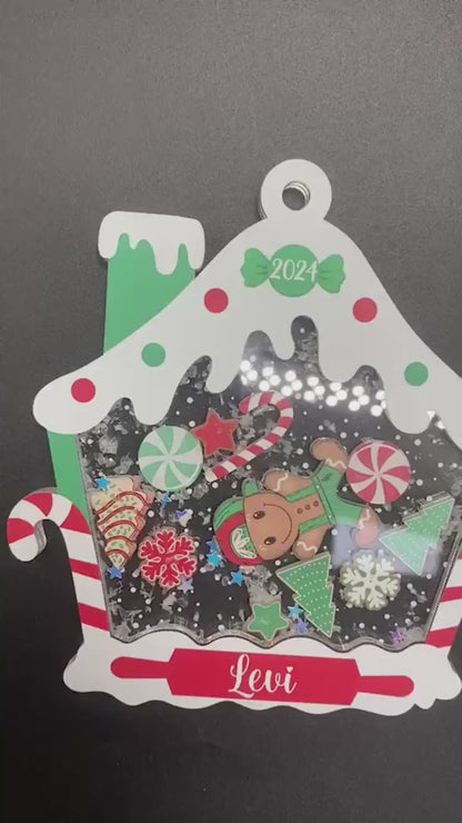 Personalized Gingerbread House Kids Ornament Custom First Christmas Kids Ornament 2024 - 4D Shake Kids Name Ornament