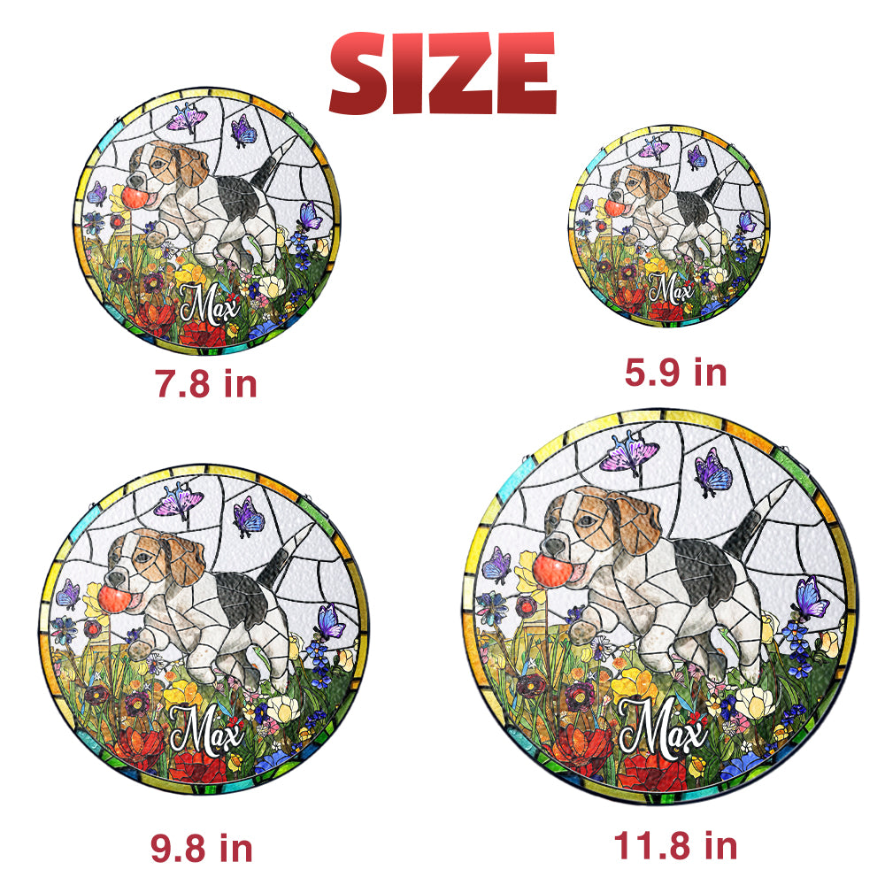 Personalized Stained Glass Suncatcher with Pet Photo and Name – A Memorial Window Ornament for Dog or Cat Loss, Thoughtful Gift for Pet Lovers (Sun-28)