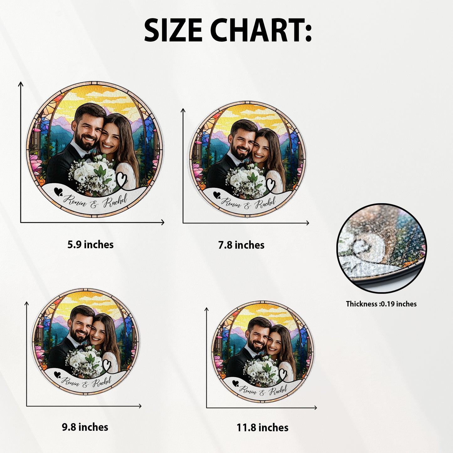 Wedding Photo Glass Suncatcher, Personalized Couple Portrait Ornament, Custom Bride and Groom Keepsake, Newlywed Gift Idea, Romantic Wedding Gift (Sun-111)