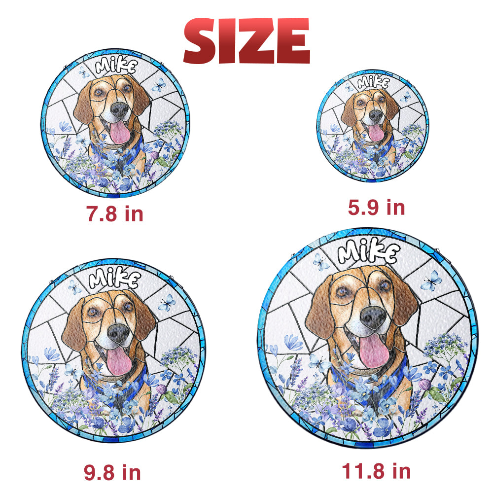 Unique Pet Memorial Glass Suncatcher – Custom Portrait Gift to Remember a Loyal Dog or Cherished Cat (Sun-32)